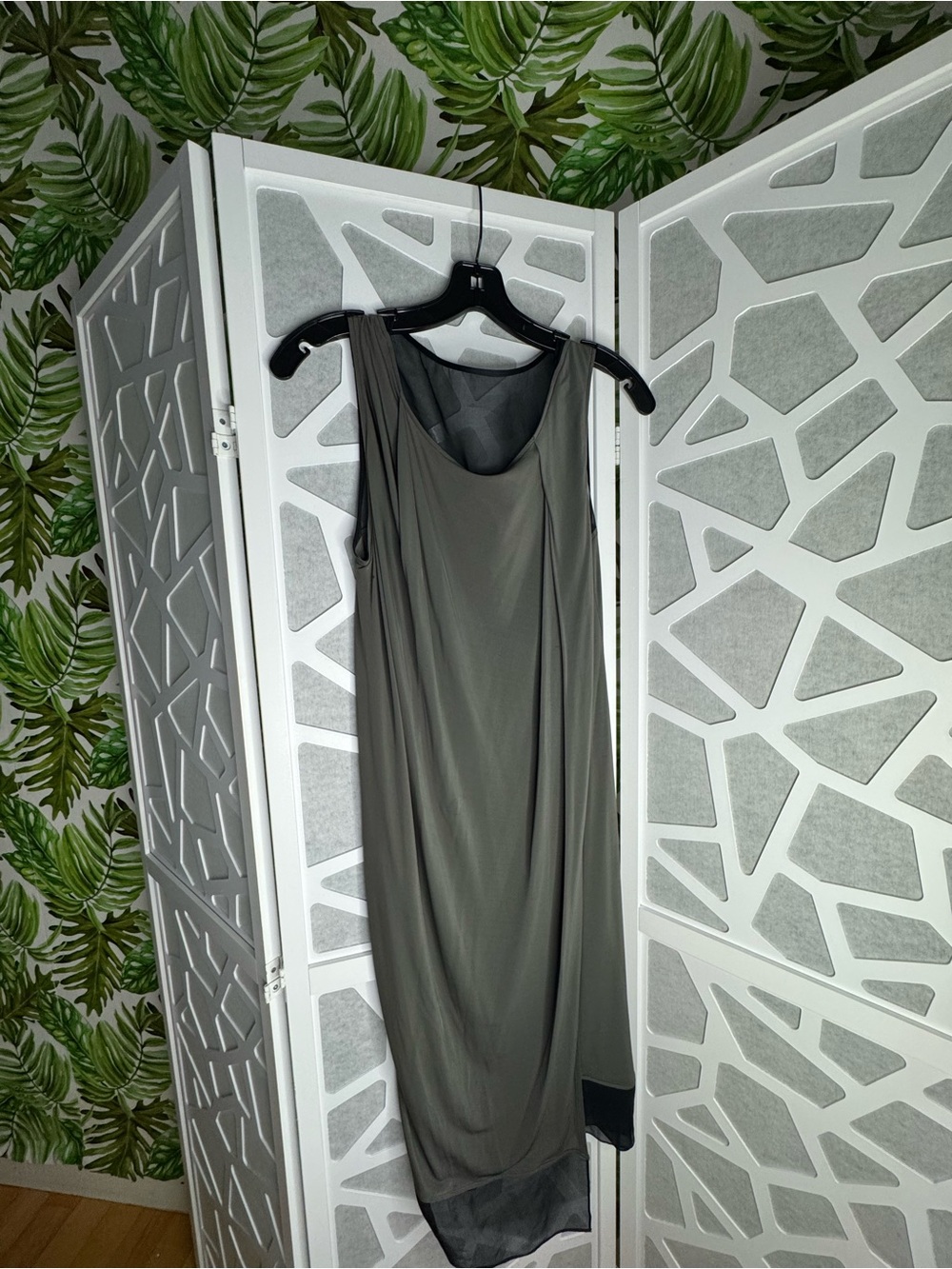 Helmut Lang Olive Green Sleeveless Midi Dress